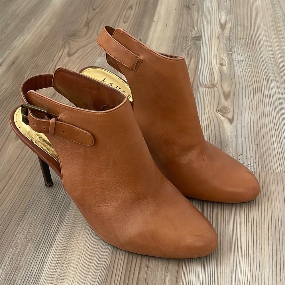 Lauren Ralph Lauren Tan Rayna Heeled Mule Ankle Boot 8.5